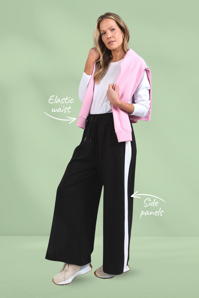 Elm Carmen Wide Leg Marshmallow Pants Black From BoxHill