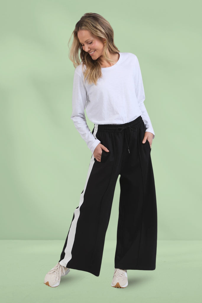Elm Carmen Wide Leg Marshmallow Pants Black From BoxHill