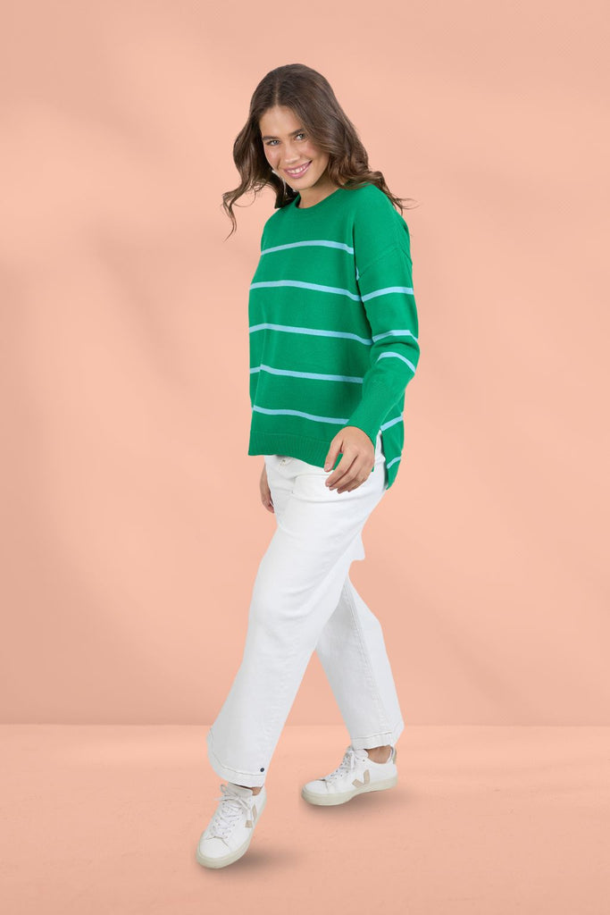 Elm Charli Stripe Knit Pine Green From BoxHill