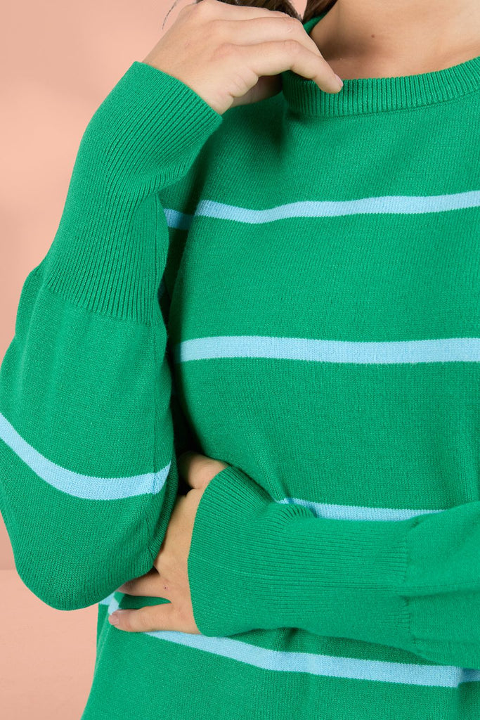Elm Charli Stripe Knit Pine Green From BoxHill