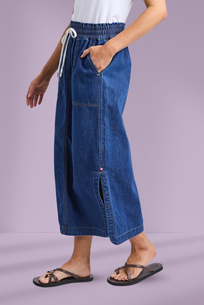 Elm Clover Midi Denim Skirt Mid Blue Wash From BoxHill