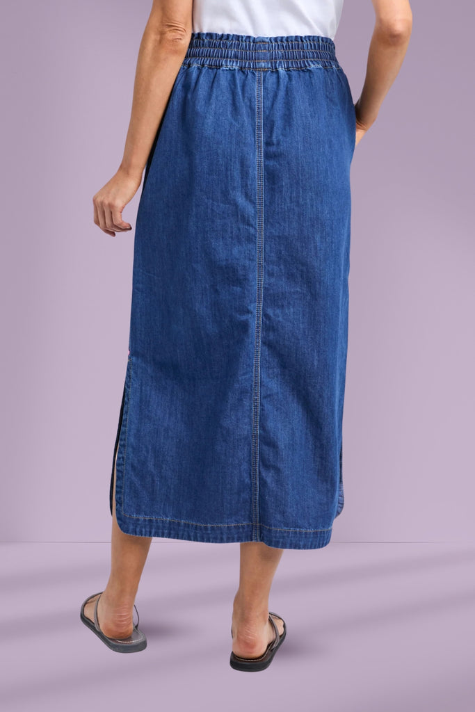 Elm Clover Midi Denim Skirt Mid Blue Wash From BoxHill