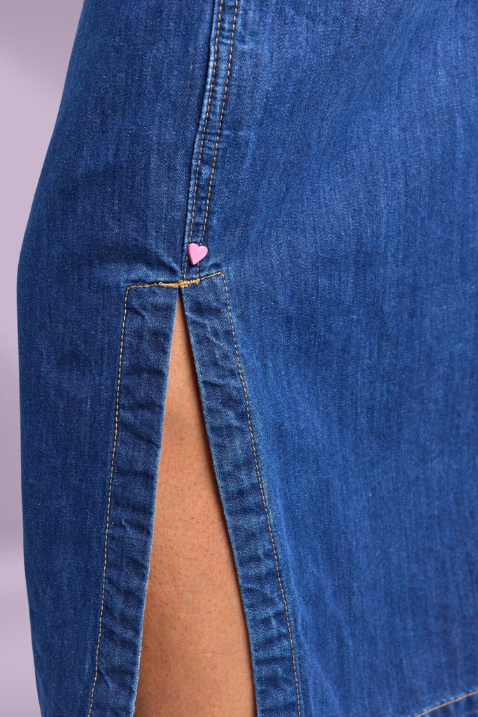 Elm Clover Midi Denim Skirt Mid Blue Wash From BoxHill