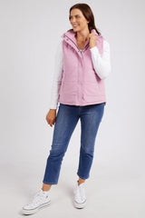 Elm Cord Puffer Vest Peony Pink From BoxHill