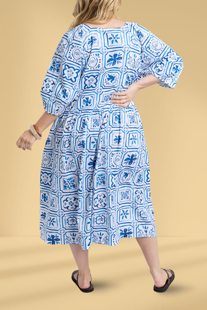 Elm Dolce Tile Midi Dress Ocean Tile Print From BoxHill