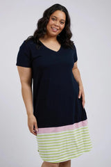 Elm Draw The Line Tee Dress Navy Keylime Stripe From BoxHill