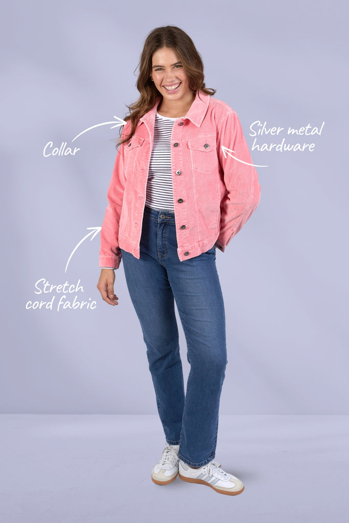 Elm Fleur Cord Jacket Charm Pink From BoxHill