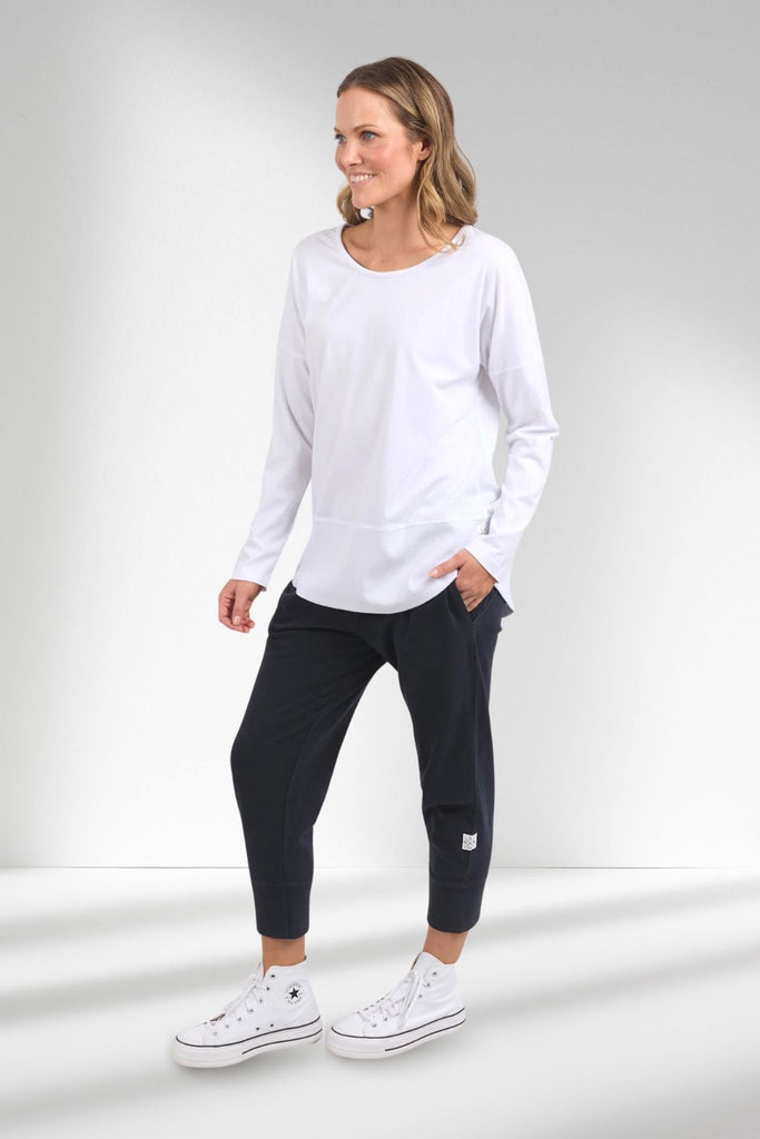 Elm Fundamental Long Sleeve Rib Tee Washed White From BoxHill