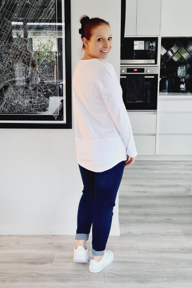 Elm Fundamental Long Sleeve Rib Tee Washed White From BoxHill