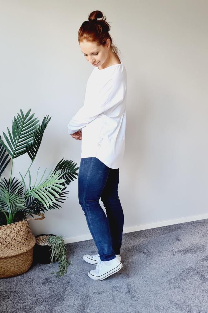 Elm Fundamental Long Sleeve Rib Tee Washed White From BoxHill