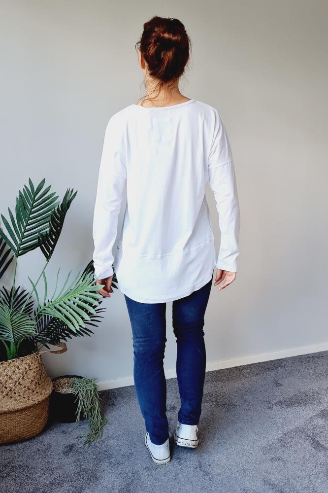 Elm Fundamental Long Sleeve Rib Tee Washed White From BoxHill