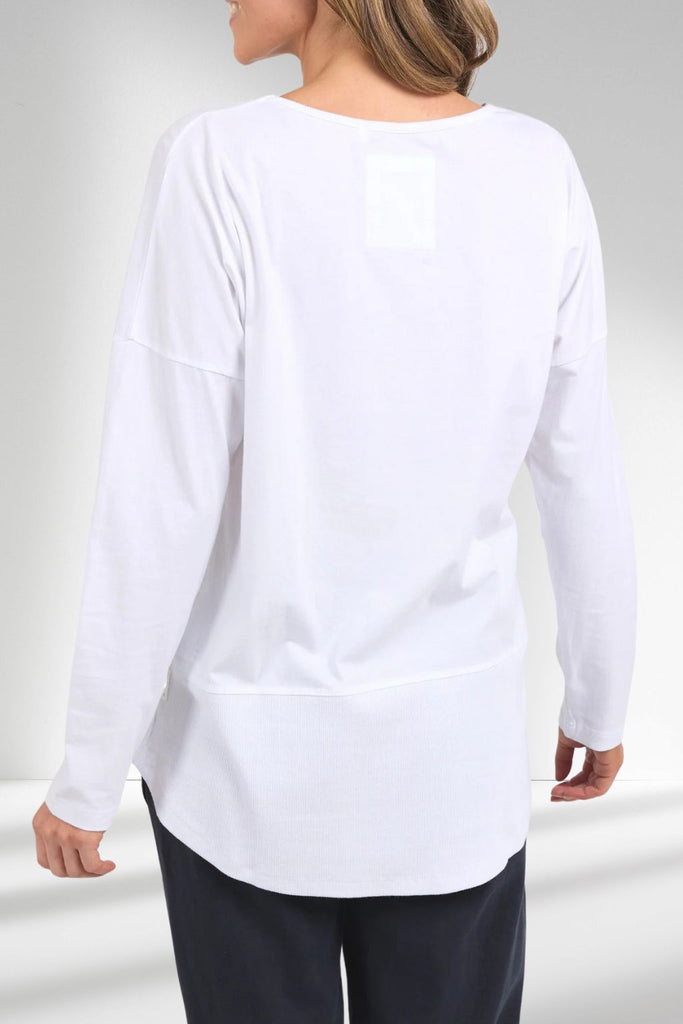 Elm Fundamental Long Sleeve Rib Tee Washed White From BoxHill