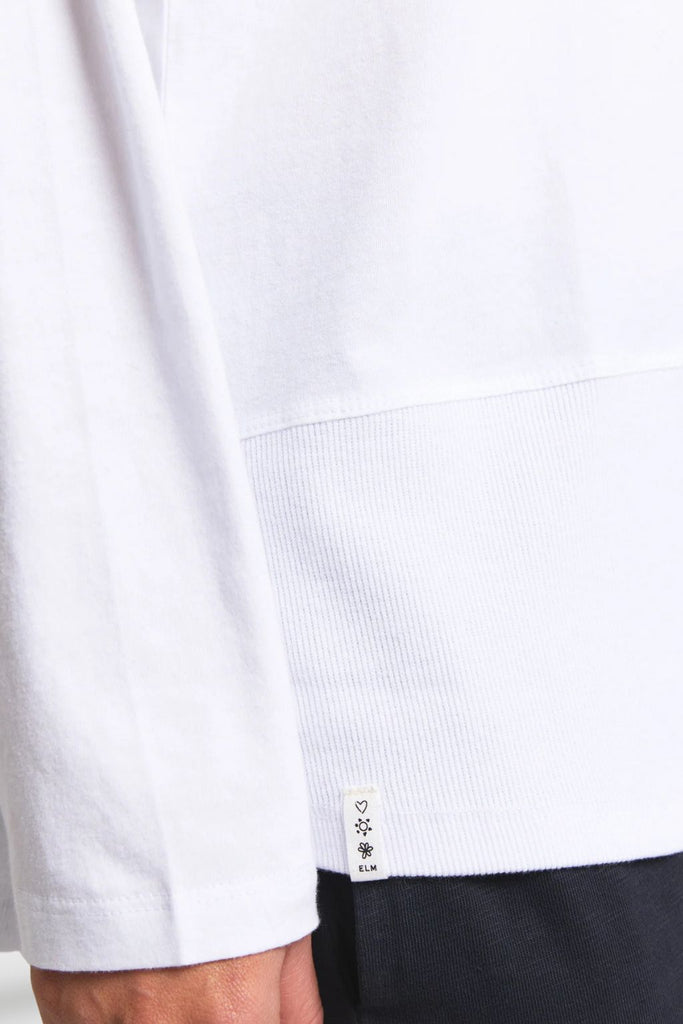 Elm Fundamental Long Sleeve Rib Tee Washed White From BoxHill