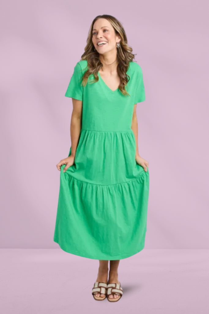 Elm Gigi Tiered Midi Dress Spring Green From BoxHill