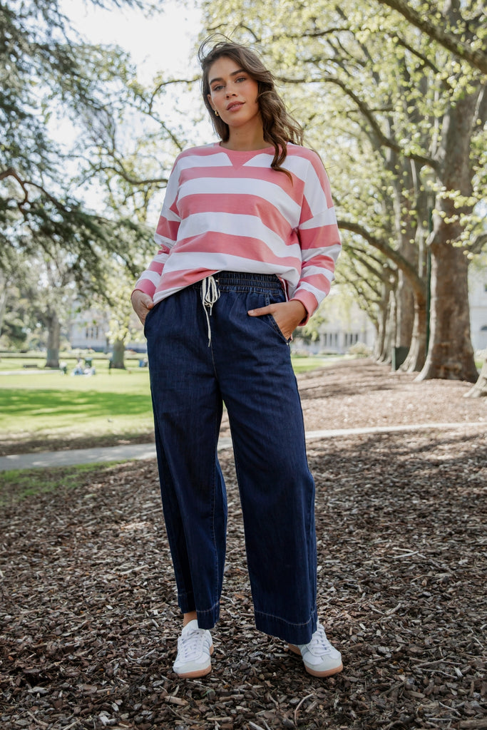 Elm Greta Wide Leg Pants Extra Dark Wash From BoxHill