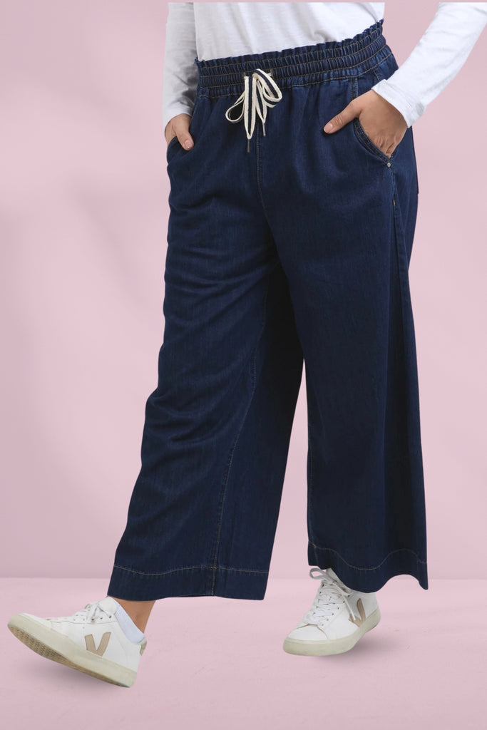 Elm Greta Wide Leg Pants Extra Dark Wash From BoxHill