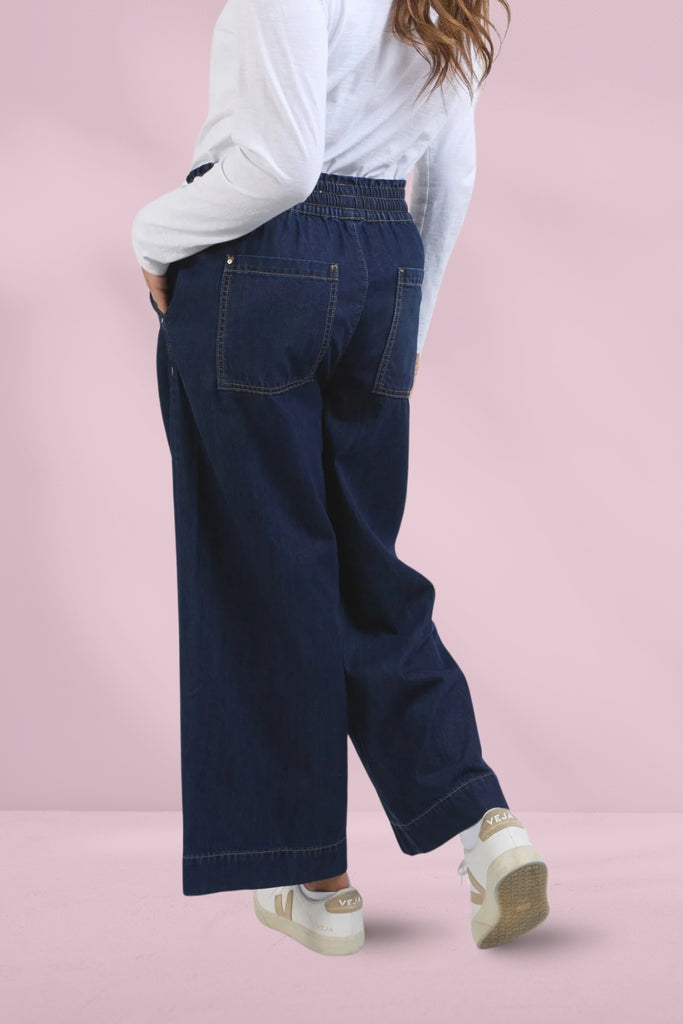 Elm Greta Wide Leg Pants Extra Dark Wash From BoxHill