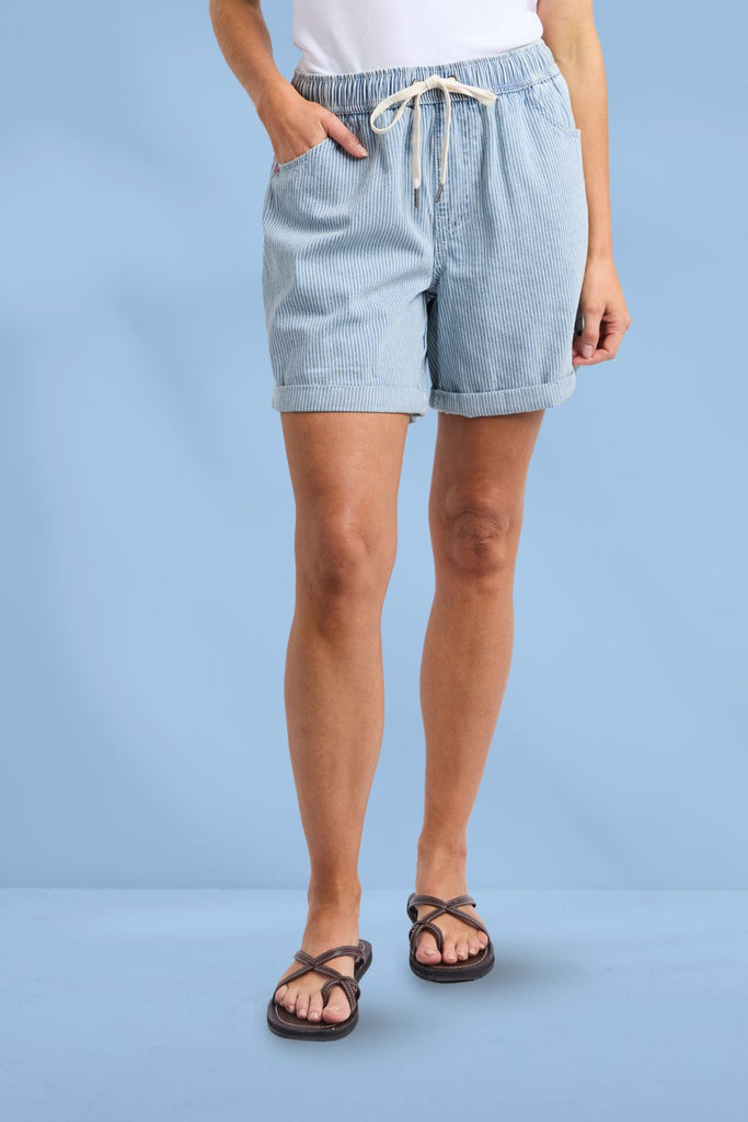 Elm Holly Stripe Shorts Blue and White Stripe From BoxHill