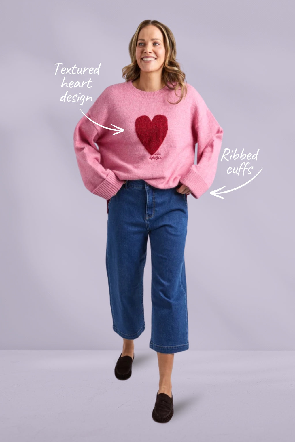 Elm Intersia Heart Knit Quartz Pink Elm