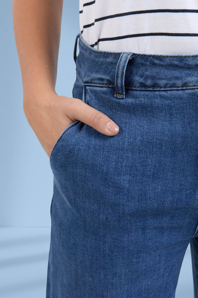 Elm Izzy Wide Leg Jeans Dark Blue Wash From BoxHill