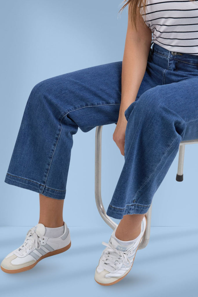 Elm Izzy Wide Leg Jeans Dark Blue Wash From BoxHill