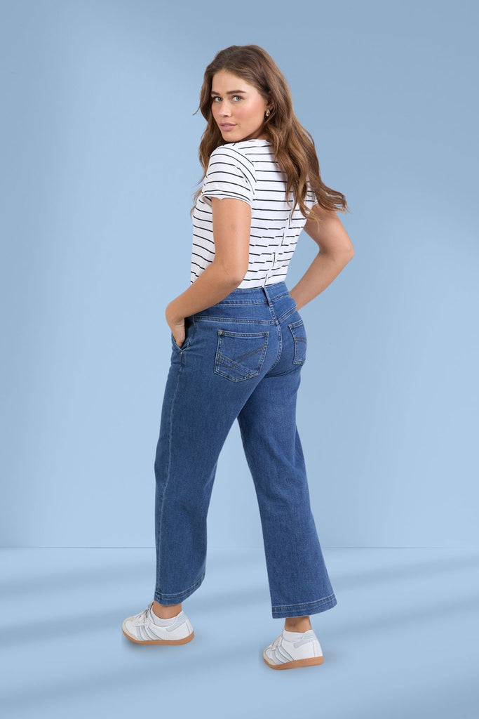Elm Izzy Wide Leg Jeans Dark Blue Wash From BoxHill