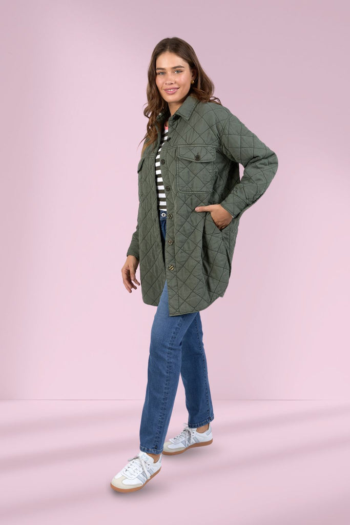 Elm Katie Quilted Shacket Basil From BoxHill