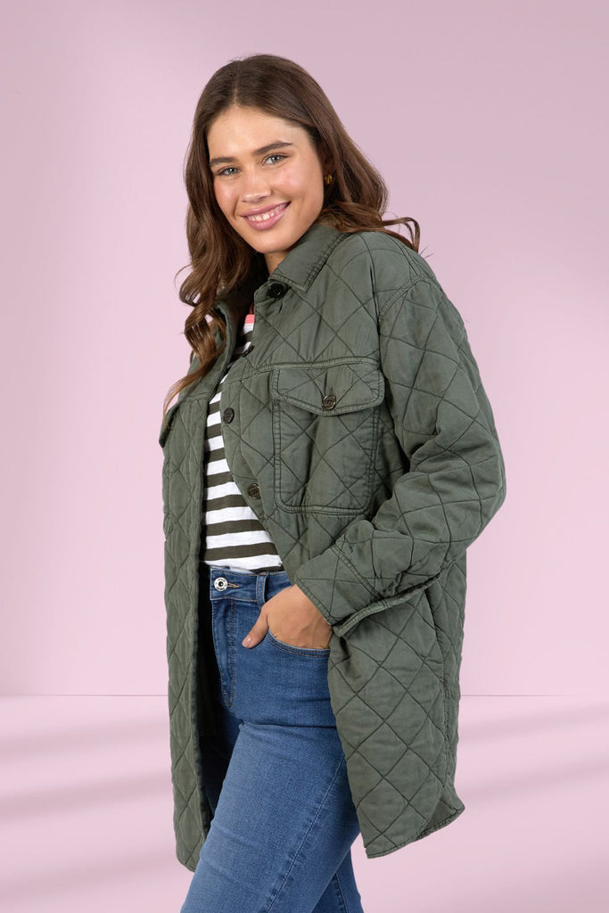 Elm Katie Quilted Shacket Basil From BoxHill
