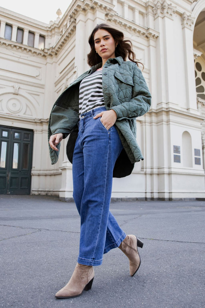 Elm Katie Quilted Shacket Basil From BoxHill