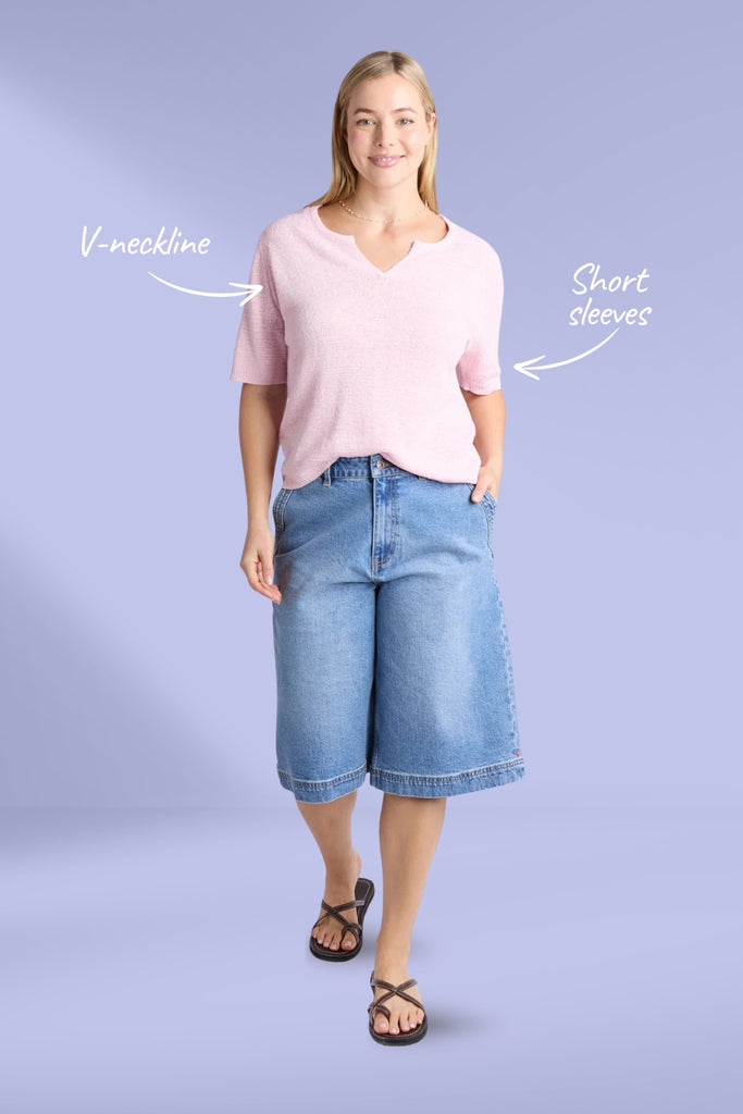 Elm Knit Tee Pink Lady From BoxHill