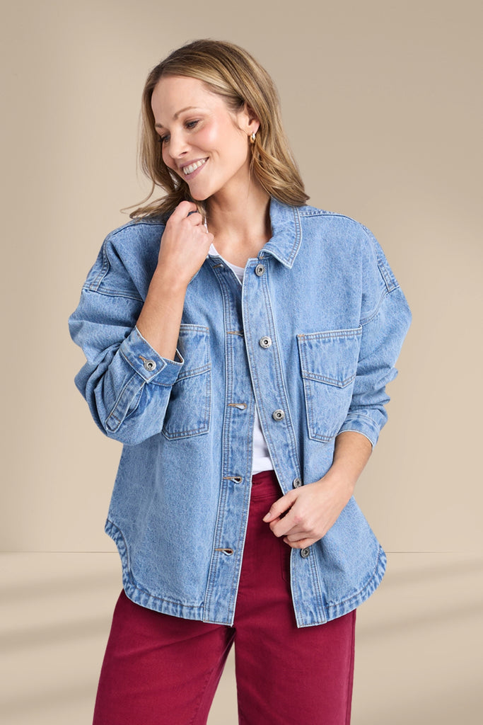 Elm Laura Denim Shacket Light Blue Elm – Boxhill
