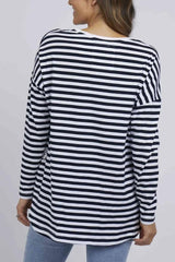Elm Lauren Long Sleeve Tee Navy White Stripe From BoxHill