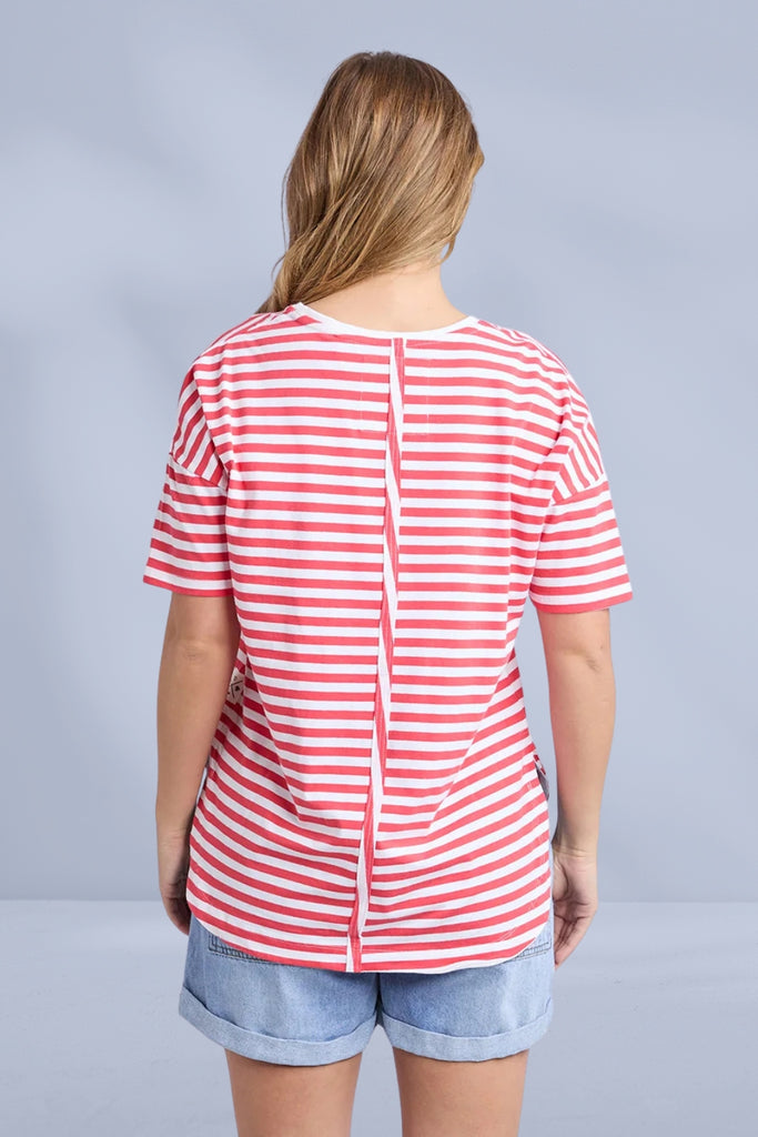 Elm Lauren Short Sleeve Tee Stripe Cayenne White Stripe From BoxHill