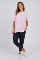 Elm Lauren Stripe Short Sleeve Tee Sherbet Pink From BoxHill