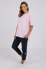 Elm Lauren Stripe Short Sleeve Tee Sherbet Pink From BoxHill