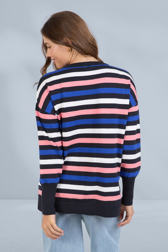 Elm Logan Stripe Knit Navy French Blue Charm Pink Stripe From BoxHill