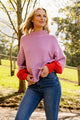 Elm Louie Mock Neck Knit Peony Pink Tangello From BoxHill