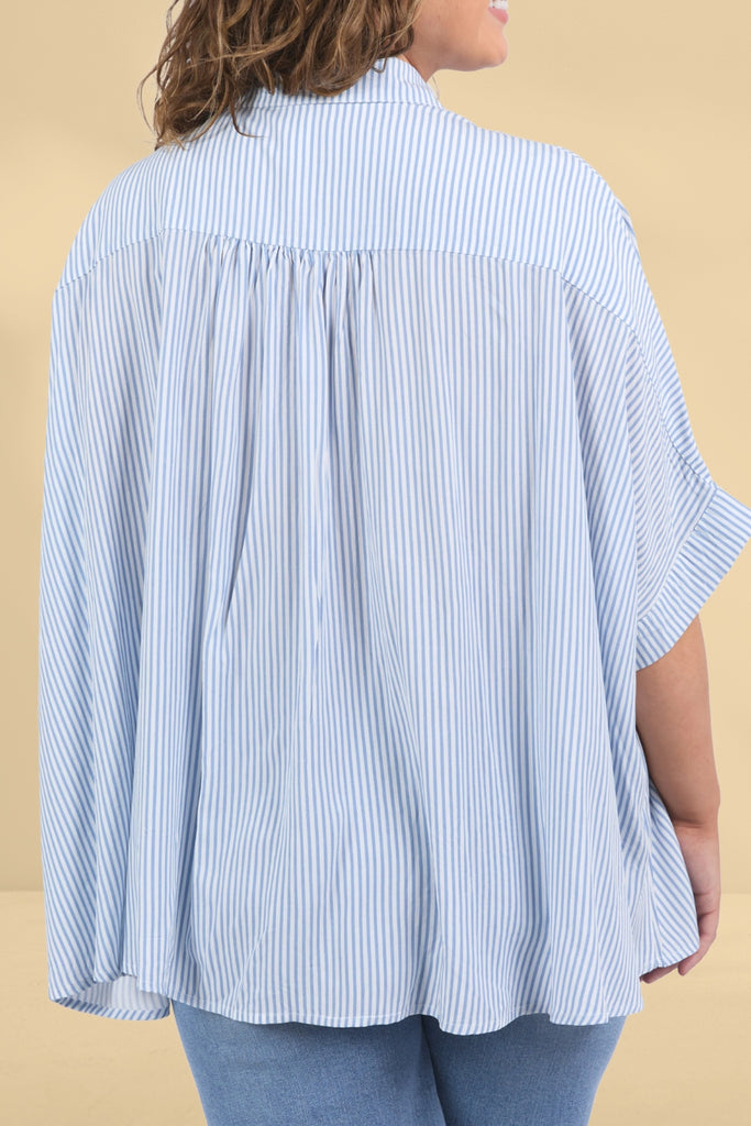 Elm Luna Shirt Dusk Blue Marshmallow Stripe From BoxHill