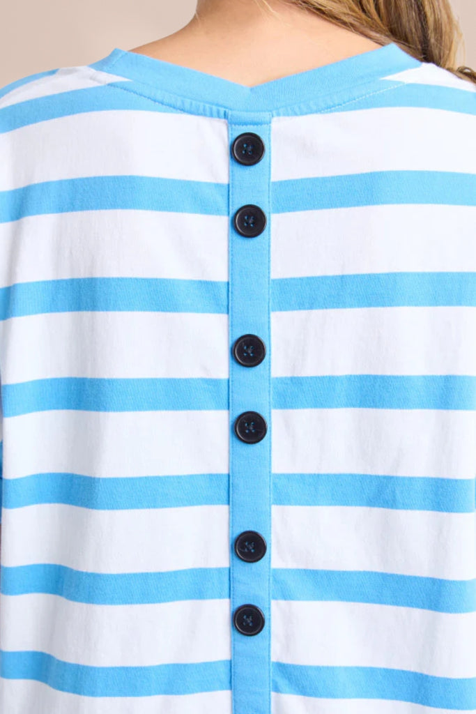 Elm Maddison Tee Azure Blue and White Stripe From BoxHill