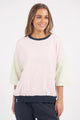 Elm Maizie Colour Block Sweat Powder Pink Navy Keylime From BoxHill