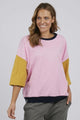 Elm Maizie Colour Block Sweat Sherbet Pink Mustard Navy From BoxHill
