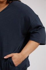 Elm Maizie Vee Neck Tee Navy From BoxHill