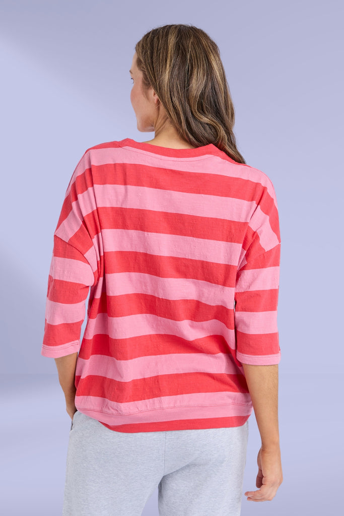 Elm Mazie Block Stripe Sweat Cayenne Chateau Rose Stripe From BoxHill