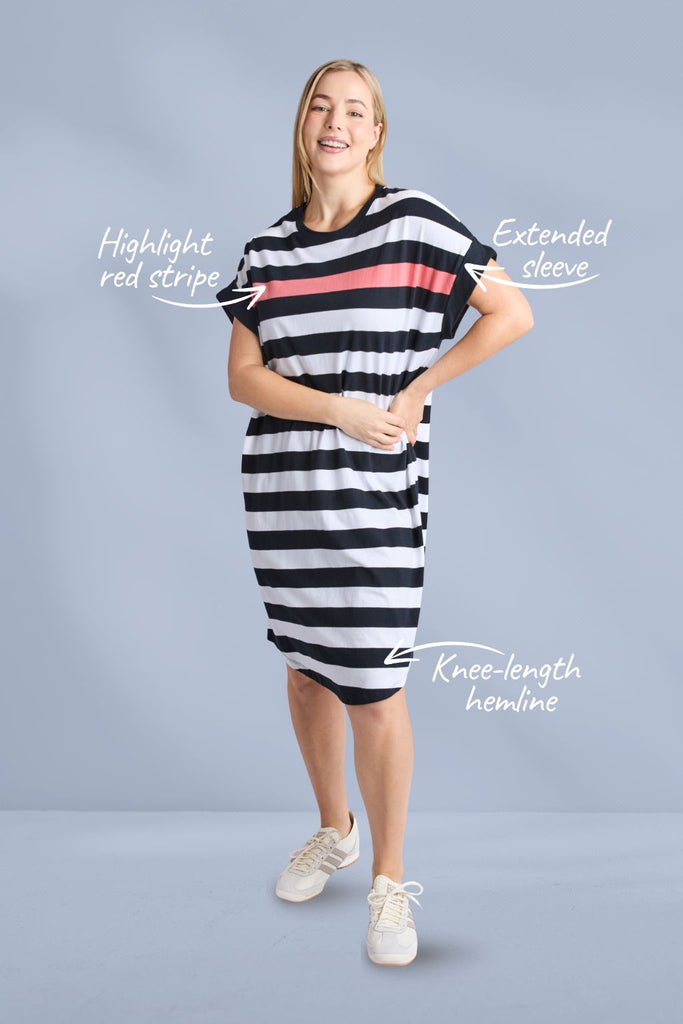 Elm Mckinley Dress Black and White Stripe From BoxHill