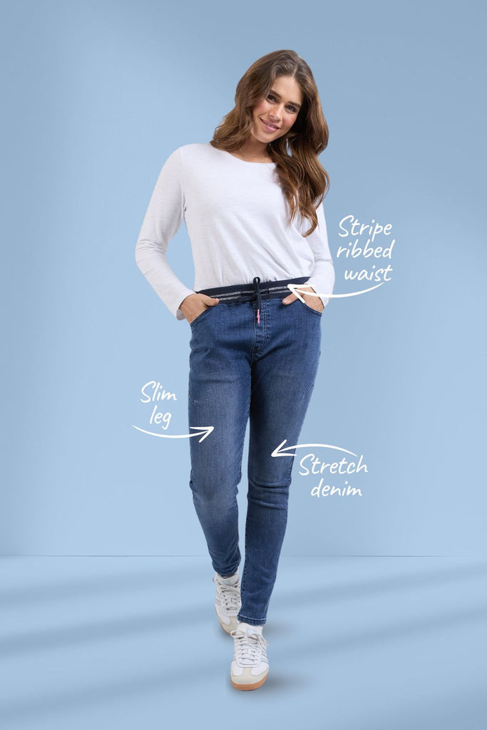 Elm Melody Denim Jogger Jeans Dark Blue Wash From BoxHill