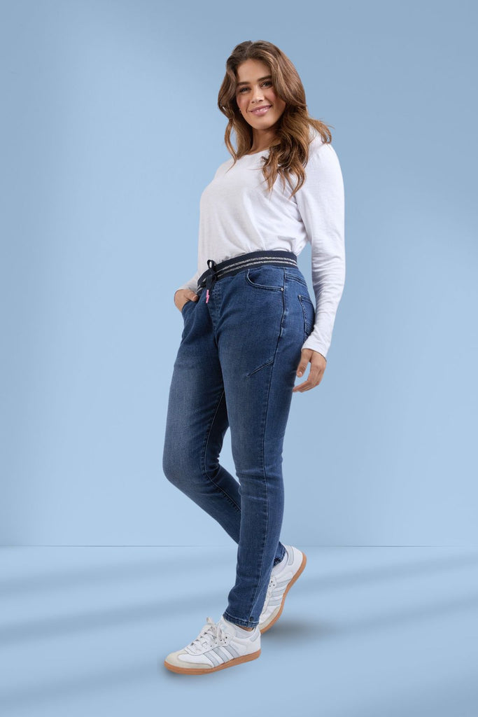 Elm Melody Denim Jogger Jeans Dark Blue Wash From BoxHill