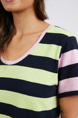 Elm Mercury Stripe Dress Keylime Navy Pink Stripe From BoxHill