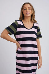 Elm Mercury Stripe Dress Pink Navy Khaki Stripe From BoxHill