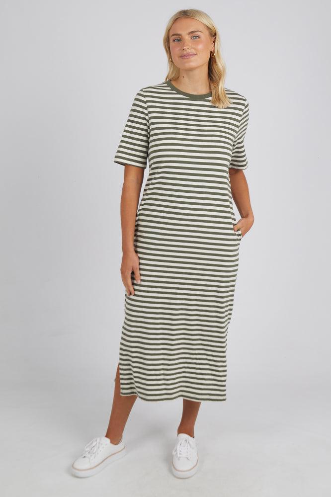 Elm Merry Tee Dress Clover and Pearl Stripe From BoxHill
