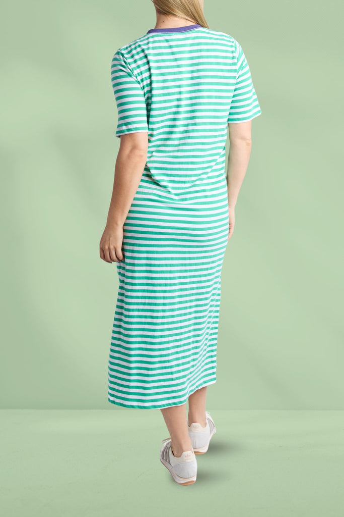 Elm Merry Tee Dress Gumdrop Green and White Stripe From BoxHill